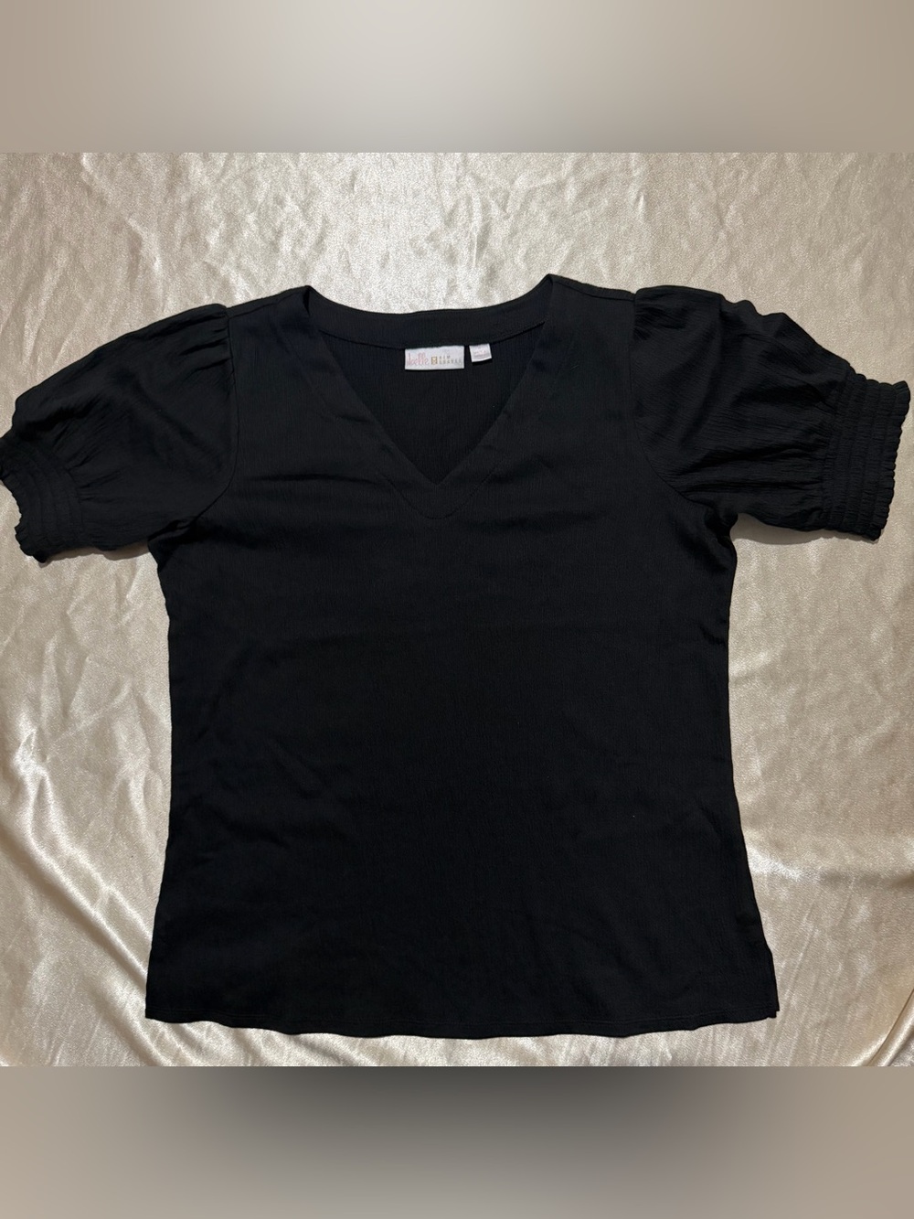 Belle by Kim Gravel Packabelle Smocked Short Sleeve Top small a646067